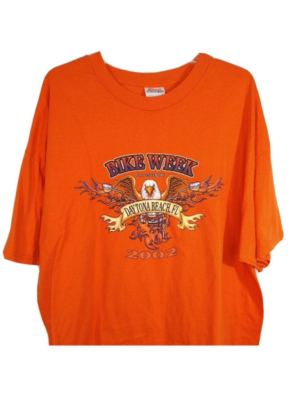 Hanes Bike Week T-Shirt Men Size 2XL Orange Daytona Short Sleeve Biker FLAW - Picture 2 of 8